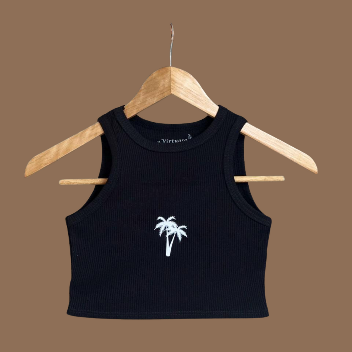 Crop Top Negro Palmera